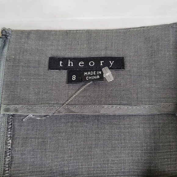 Theory Women Professional Gray Cotton Blend Mid-Length Pencil Skirt Size 8 - Picture 2 of 6